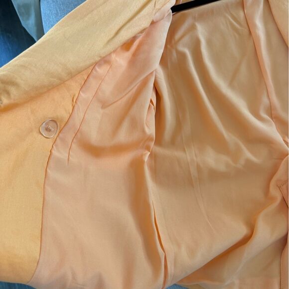 H&M Women Blazer Jacket Linen Blend Oversized Long Orange Salmon Peach Small - Picture 4 of 8